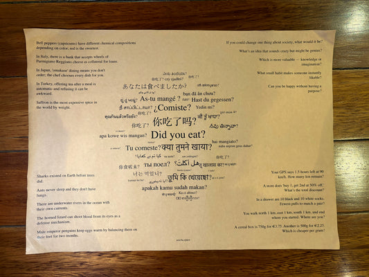 Kraft dinner placemats — facts, icebreakers & challenges (English)