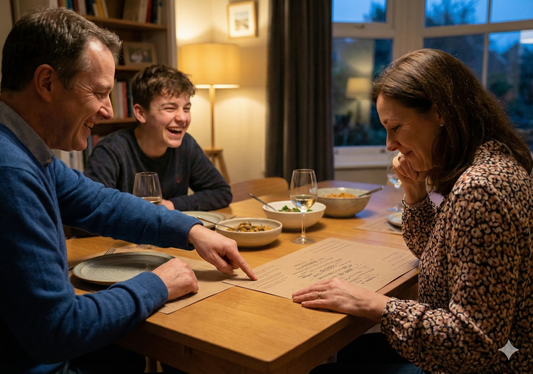 Stack of Anicha kraft placemats showing variety of designs
