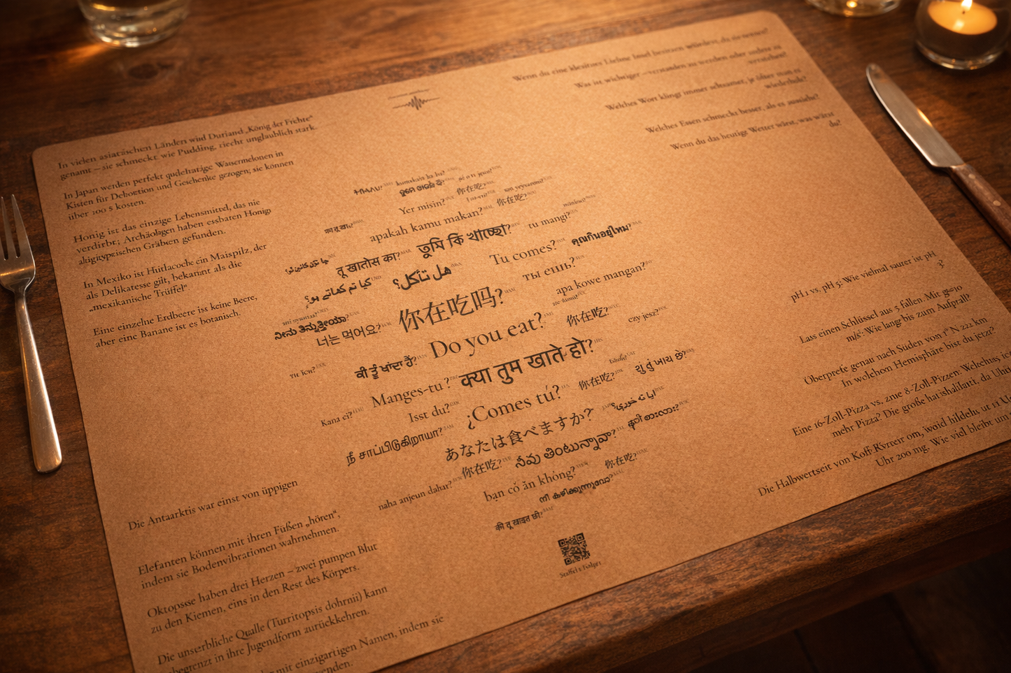 Anicha dinner placemat printed on kraft paper - German version